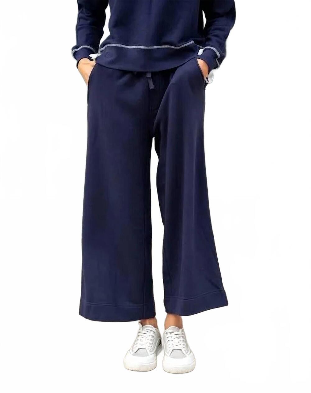 NEW MERSEA frenchie cropped wide leg pant in navy